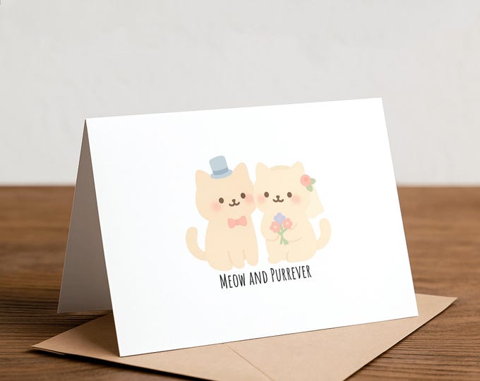Meow and Purrever Cat Wedding Card: Pun Greeting Card