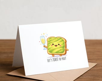 Biglietto di auguri con avocado toast: gioco di parole per matrimonio, compleanno, fatto a mano