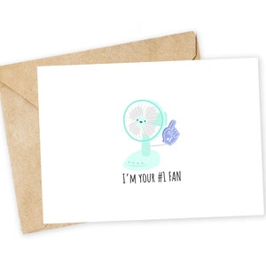Je suis votre fan n°1 - carte de voeux de fan, carte de correspondance, valentine drôle, carte de remerciement, blague papa, fan, doigt en mousse, sport
