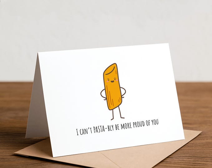 Pasta Pun Congratulations Card: New Job, Graduation