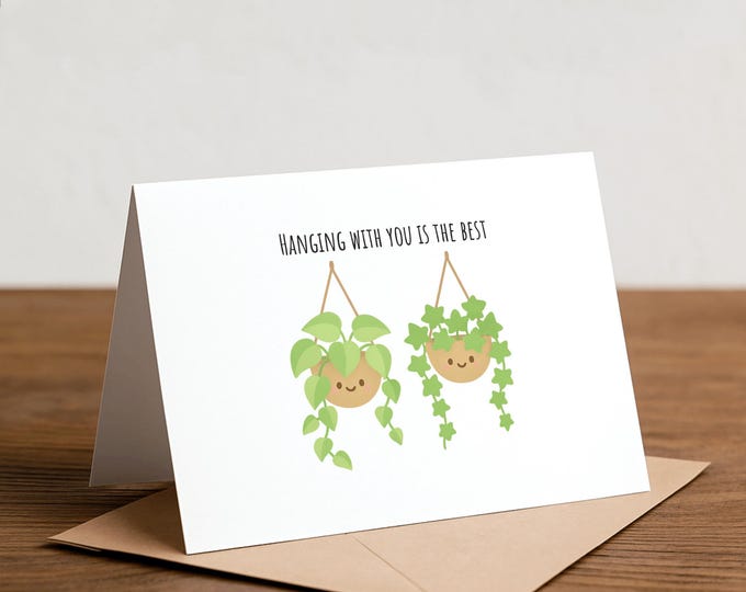Hanging Plant Greeting Card: Funny Valentine, Thank You