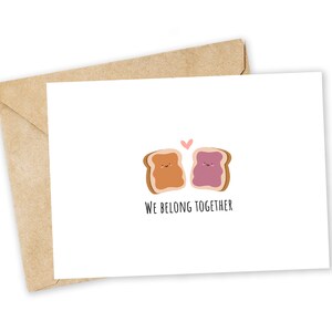 Nous appartenons ensemble - Carte de voeux PB&J, Carte de bonheur, Carte Je t'aime, Carte de fin gourmet, Carte d'anniversaire, Carte de jeu de mots ringard, Carte de voeux Punny