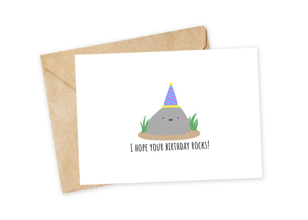 I Hope Your Birthday Rocks Rock Greeting Card, Note Card, Funny