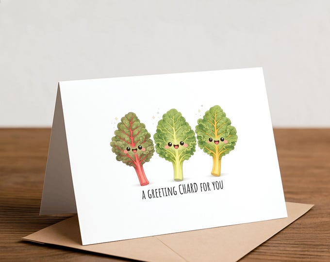 Greeting Chard Card: Funny Vegan Pun Card