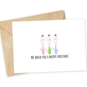 WHISKing you a Merry Christmas - Süße Weihnachtskarte, Lustige Weihnachtskarte, Einfache Weihnachtskarte, Punny Christmas, Whisk, Chefkoch, Hauskoch