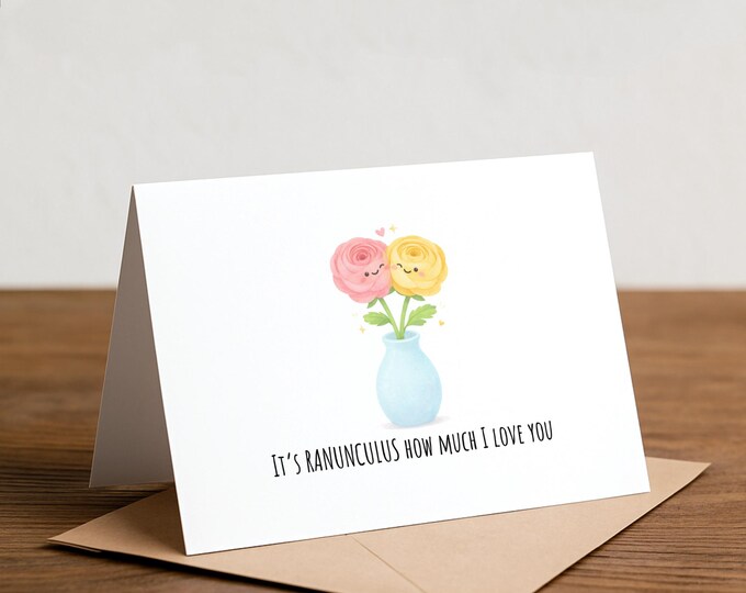 Ranunculus Love Card: Handmade Greeting Card