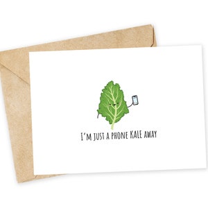 Ik ben slechts een telefoon boerenkool verwijderd - Boerenkoolwenskaart, Happy Card, I Love You-kaart, lange afstand, familie, broers en zussen, telefoontje, afstand, verhuizen