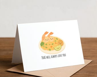 Pad Thai Valentine's Day Card: Foodie Love, Handmade