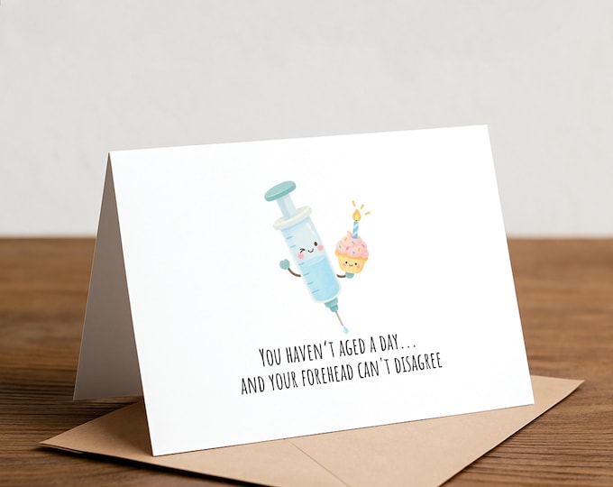 Botox Birthday Card: Forehead, funny gag birthday