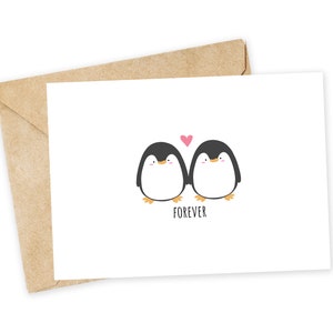 Forever Penguins - Penguin Greeting Card, Valentine's Day, Best Friends, Forever, Love, Valentine, Penguins, March of the Penguins