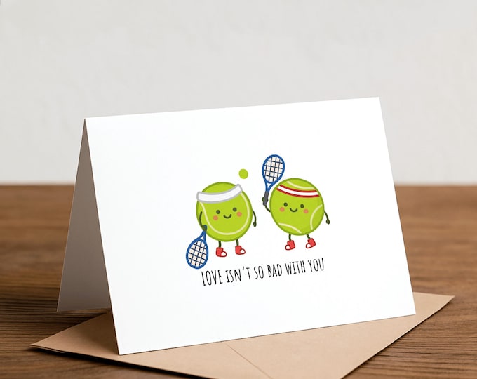 Tennis Love Greeting Card – Funny Valentine, Couples Note Card