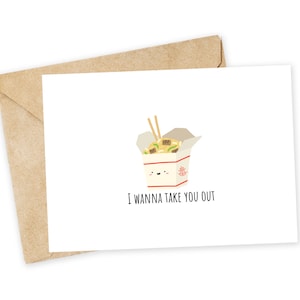 Voglio portarti fuori - cibo da asporto, appuntamenti, nuova coppia, cibo cinese da asporto, biglietto kawaii, biglietto d'amore, biglietto fatto a mano, cibo cinese, da asporto, cibo da asporto