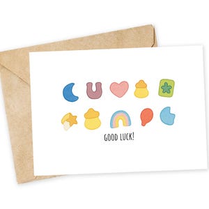 Bonne chance ! - Carte de voeux céréales, carte de correspondance, valentine drôle, carte drôle, carte d'amour, carte de remerciement, porte-bonheur, nouveau départ, nouveau travail