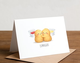Chicken Nuggets Greeting Card: snuggles, NUGGIES