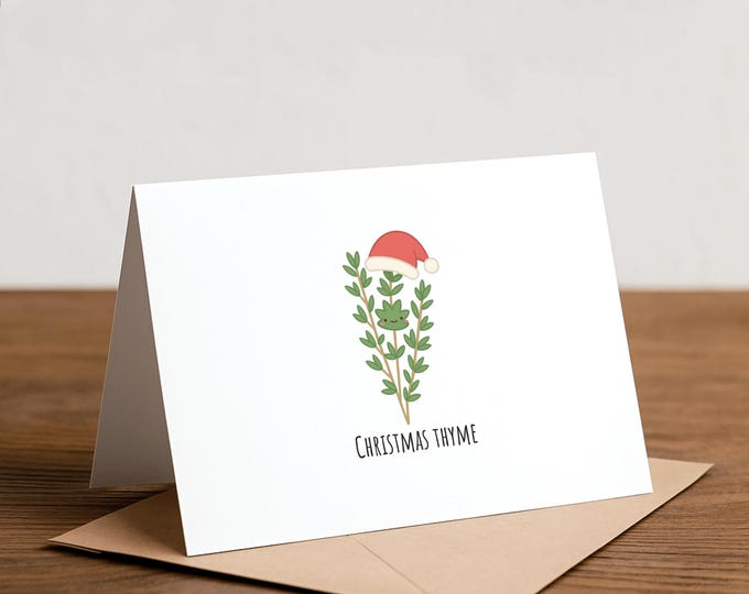 Funny Christmas Thyme Card: Pun Holiday Card