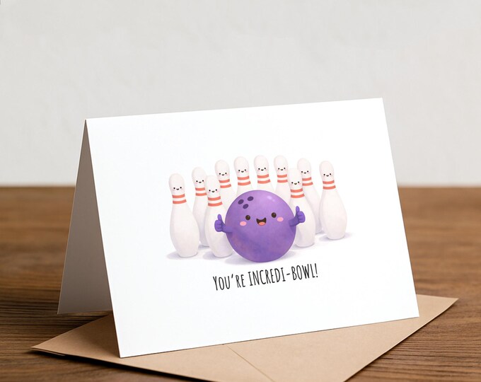 Bowling Thank You Card: Handmade Strike Card