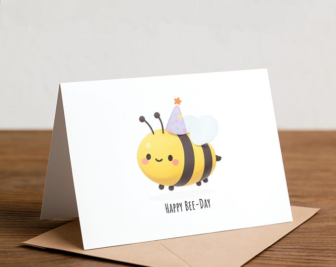 Happy BEE-day Greeting Card: Nerdy Pun Birthday Card