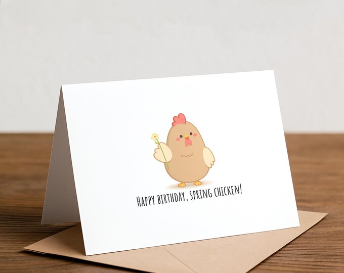 Funny Chicken Birthday Card – Spring Chick, Handmade