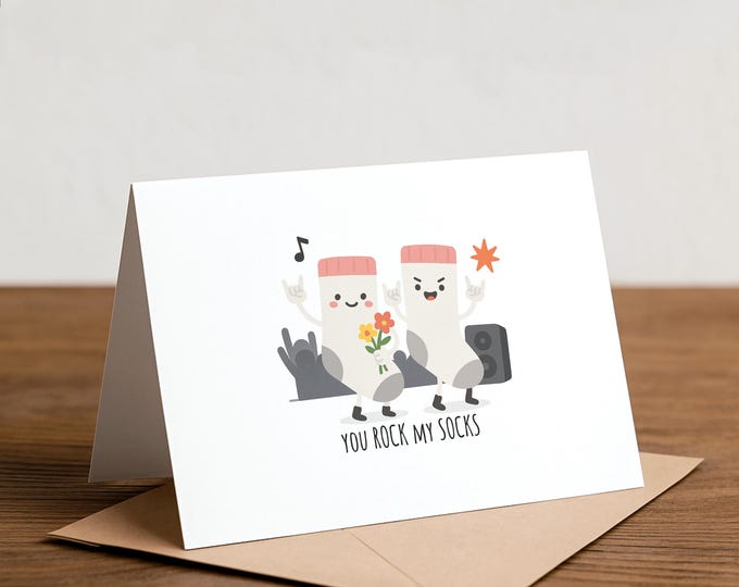 You Rock My Socks Card - Funny Pun Valentine's Day Card