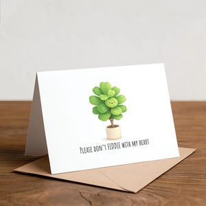 Cartão Fiddle Leaf Fig: Cartão de Dia dos Namorados feito à mão para amantes de plantas
