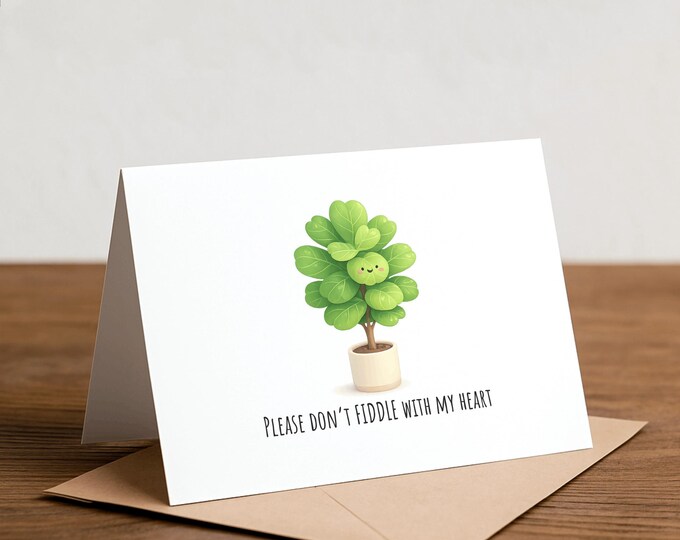 Fiddle Leaf Fig Card: Plant Lover Valentine Handmade Card