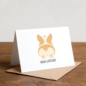 Tarjeta de agradecimiento con un divertido trasero de corgi - Tarjeta de felicitación hecha a mano