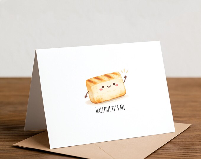 Halloumi Pun Greeting Card: Cheesy Hello Card