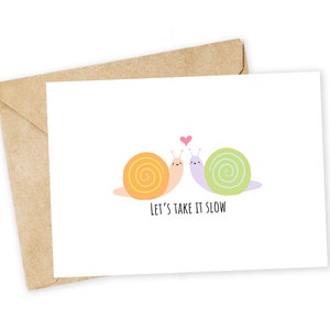 Allons y doucement - carte de voeux escargot, carte de couple, carte faite main, escargot, animal, escargots mignons, escargot, nouveaux couples