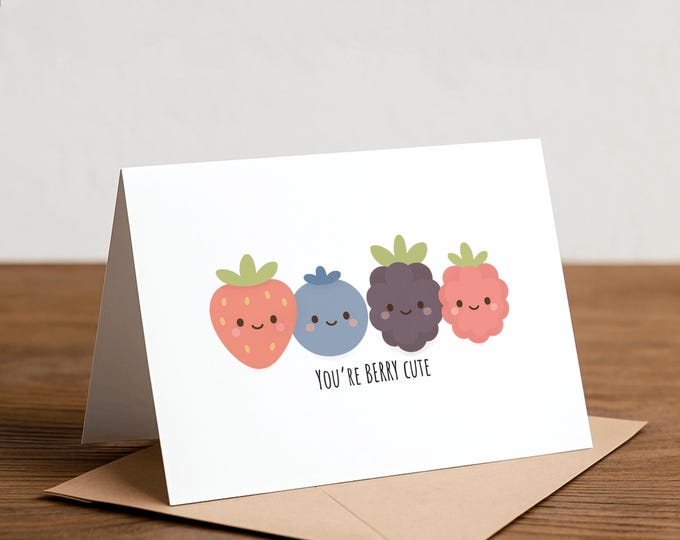 Berry Pun Greeting Card - Handmade Happy Card