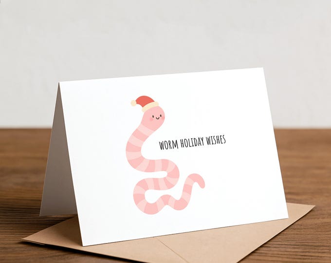 Worm Christmas Card: Funny Pun Holiday Card