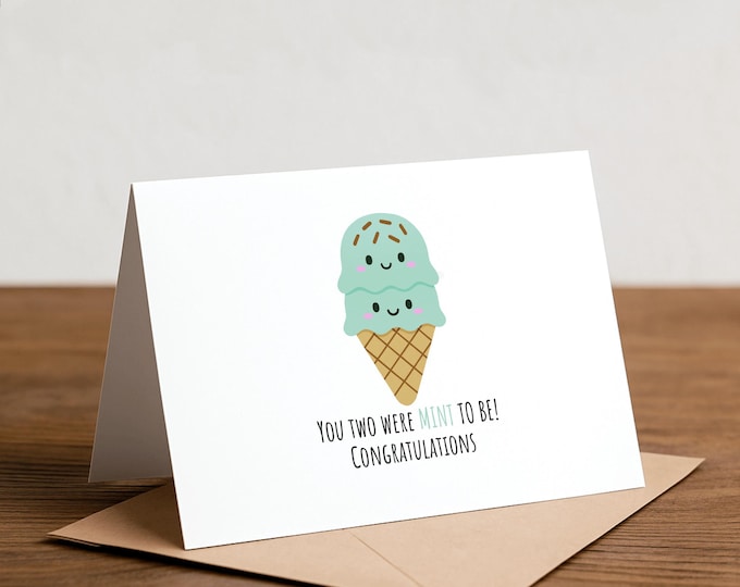 Mint To Be Wedding Card: Punny Ice Cream Congratulations
