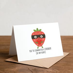 Funny Strawberry Pun Greeting Card: Strobbery of My Heart