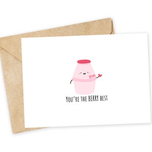 You're the BERRY best - Erdbeermilch Grußkarte, Lustige Valentinstag Karte, Dankeschön Karte, koreanische, Bananenmilch, Erdbeermilch, asiatisches Getränk