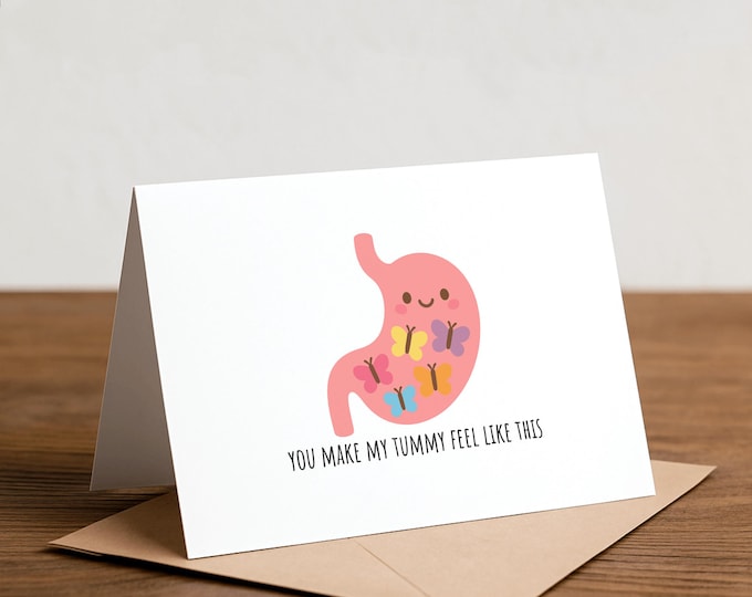 Pun Card: Tummy Butterflies - Anniversary, Valentine's Day
