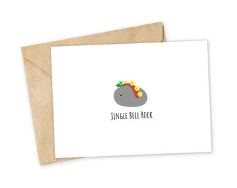 Jingle Bell Rock: linda tarjeta navideña, divertida tarjeta navideña, sencilla tarjeta navideña, divertida tarjeta navideña, divertida tarjeta navideña con un juego de palabras