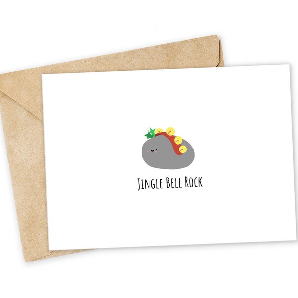 Jingle Bell Rock - Cute Christmas Card, Funny Christmas Card, Simple Holiday Card, Punny Christmas Card, Nerdy Pun Card