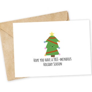 Espero que você tenha uma temporada de férias TREE-mendous - Cartão de felicitações, Cartão de boas festas, Cartão feito à mão, Cartão de foodie, Cartão de Natal, Trocadilho, Engraçado
