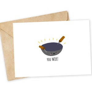 You WOK! - Thank you Greeting Card, Note Card, Funny valentine, Thank you card, dad joke, love card, wok, chinese food, you rock