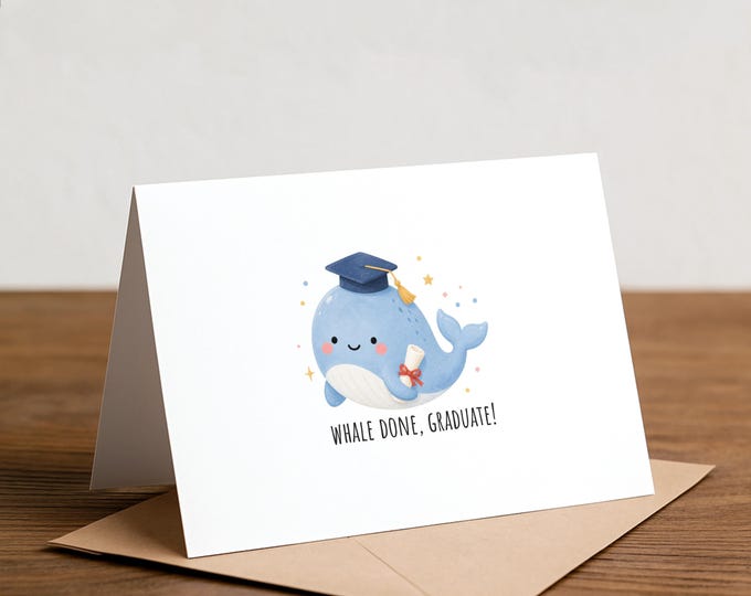 Whale Done Graduation Card: Punny Handmade Diploma Card