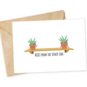 ALOE desde el otro lado - Tarjeta de felicitación de distanciamiento social, tarjeta feliz, tarjeta de te amo, hola, saludos, aloe, adele, estante, tarjeta de planta
