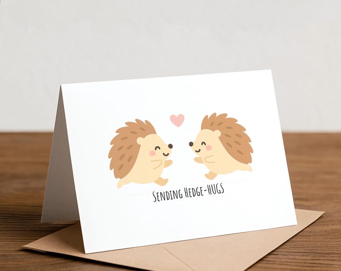 Hedgehog Hugs Card: Handmade Punny Valentine Thank You
