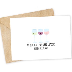 We need glasses - Wine Glasses Greeting Card, Note Card, Funny valentine, Thank you card, dad joke, birthday, funny, wine