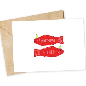 Birthday FISHES - Swedish Fish Greeting Card, Funny Birthday Card, Kanye West Birthday card, Handmade Card, Punny Greeting Card, Candy