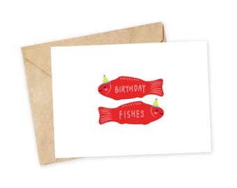 Birthday FISHES - Swedish Fish Greeting Card, Funny Birthday Card, Kanye West Birthday card, Handmade Card, Punny Greeting Card, Candy