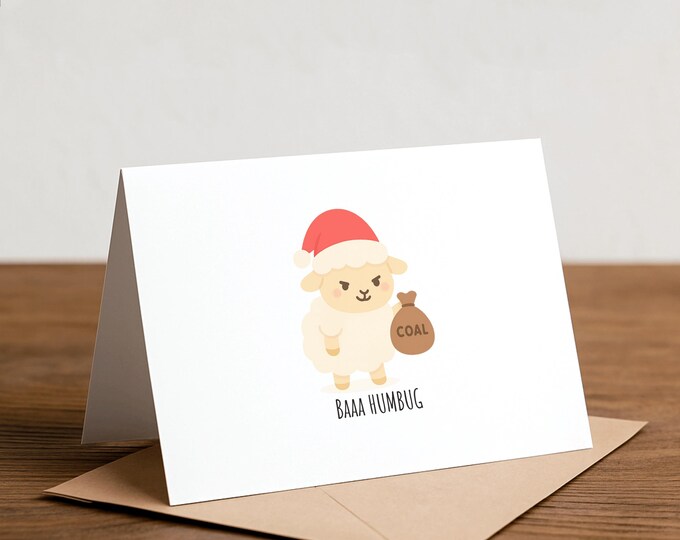 Baa Humbug Christmas Card: Funny Sheep Pun Holiday Card