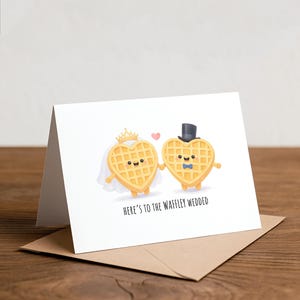 Tarjeta de boda con diseño de gofre: saludo divertido para despedida de soltera