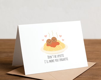 Upsetti Spaghetti Greeting Card: Punny Foodie Card