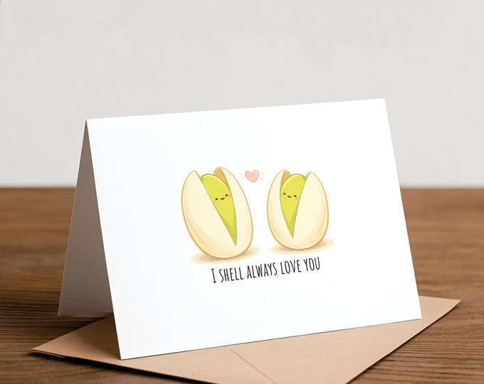 Pistachio Love Pun Greeting Card: Funny Valentine Thank You