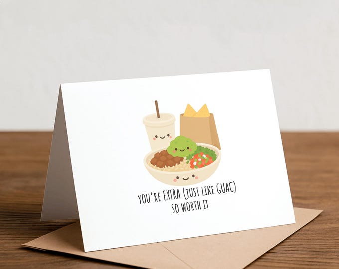 Burrito Bowl Greeting Card: Thank You, Love Card, Friend, Bestie