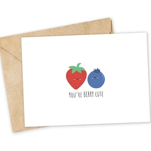 Tu es mignon BERRY - Carte de voeux Berry, Happy Card, Carte Je t'aime, Carte de fin gourmet, Carte d'anniversaire, Carte de jeu de mots ringard, Carte de voeux Punny